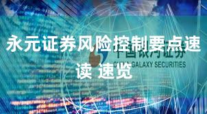 永元证券风险控制要点速读 速览
